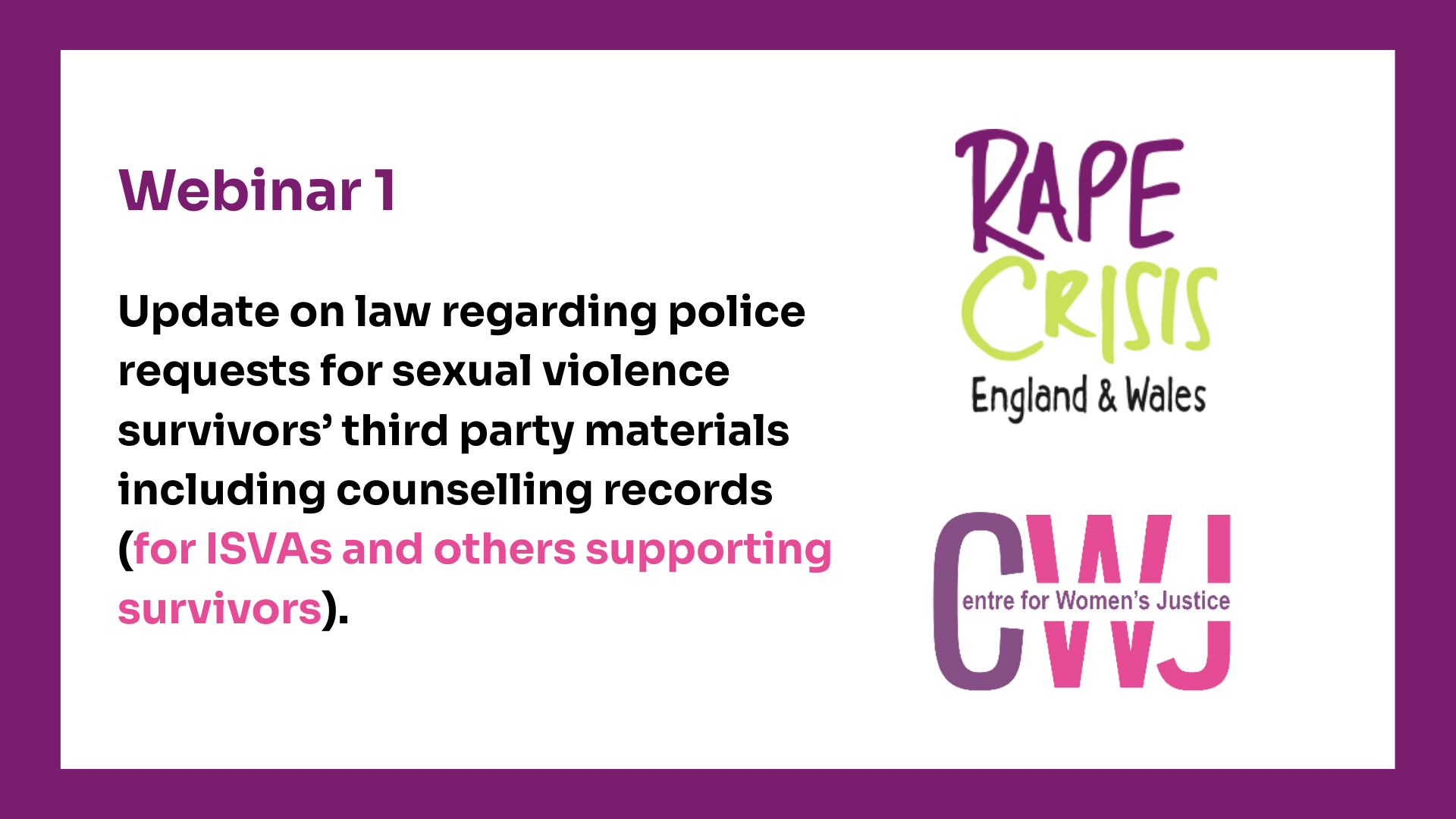 RCEW Webinars