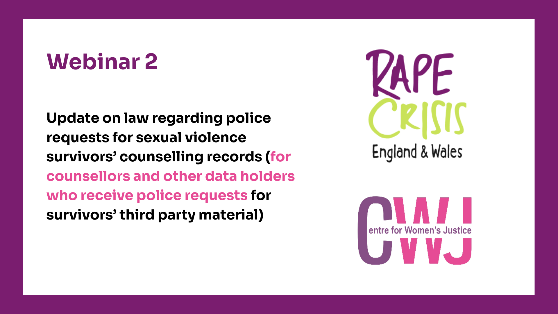 RCEW Webinars 2