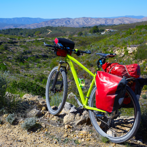 Road bike with panniers